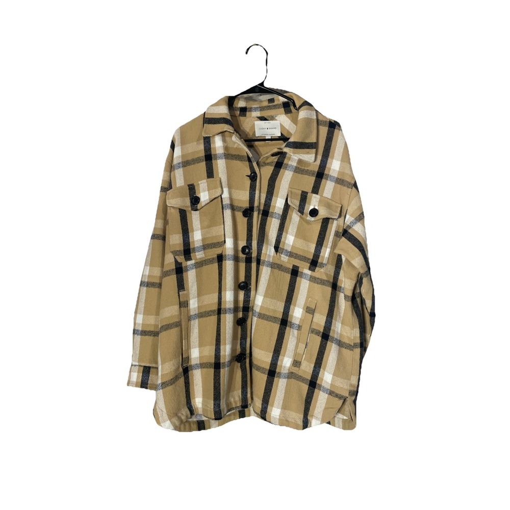Lucky🍀Brand Plaid Button-Up Jacket in Black and Tan